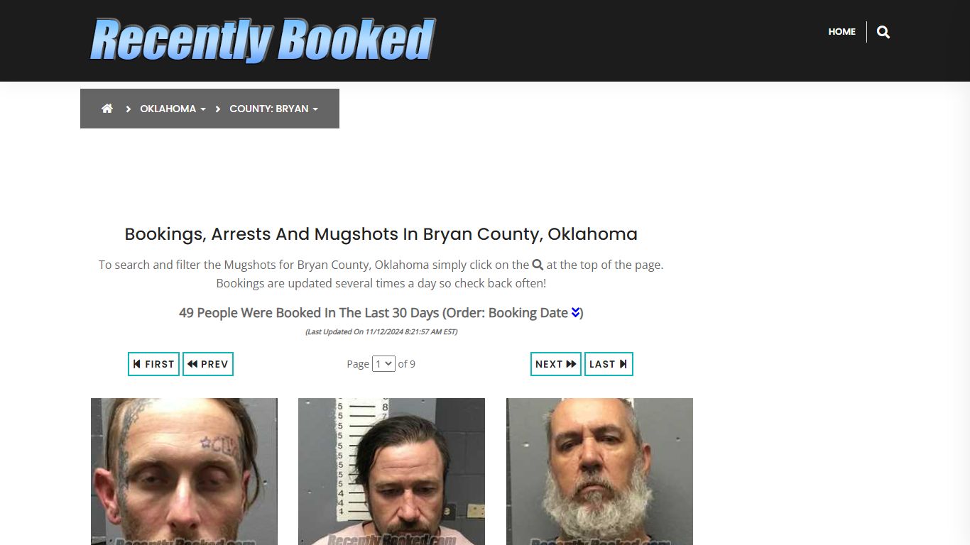 Bookings, Arrests and Mugshots in Bryan County, Oklahoma - Recently Booked