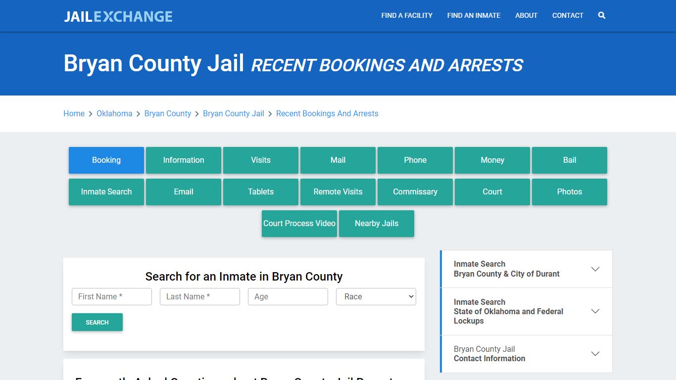 Bryan County Jail OK Recent Arrests and Bookings - Jail Exchange