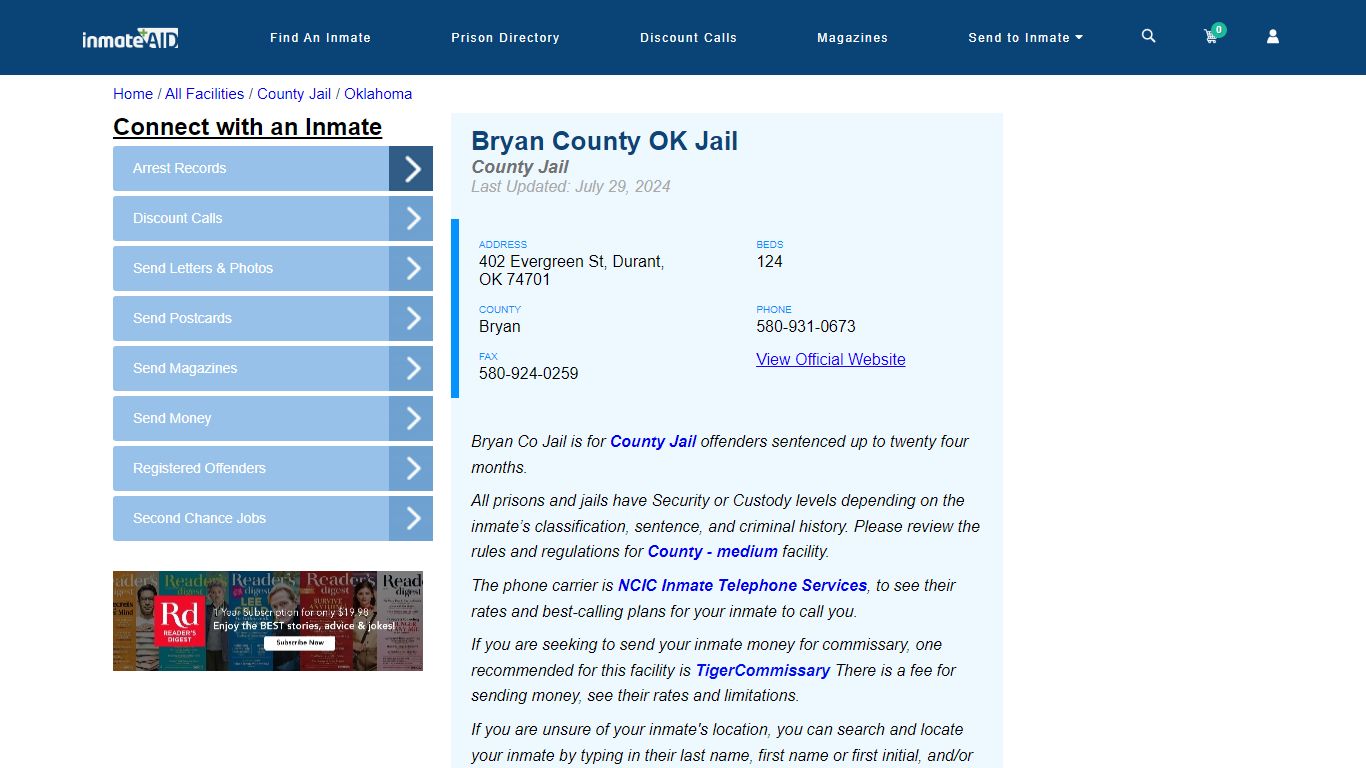 Bryan County OK Jail - Inmate Locator